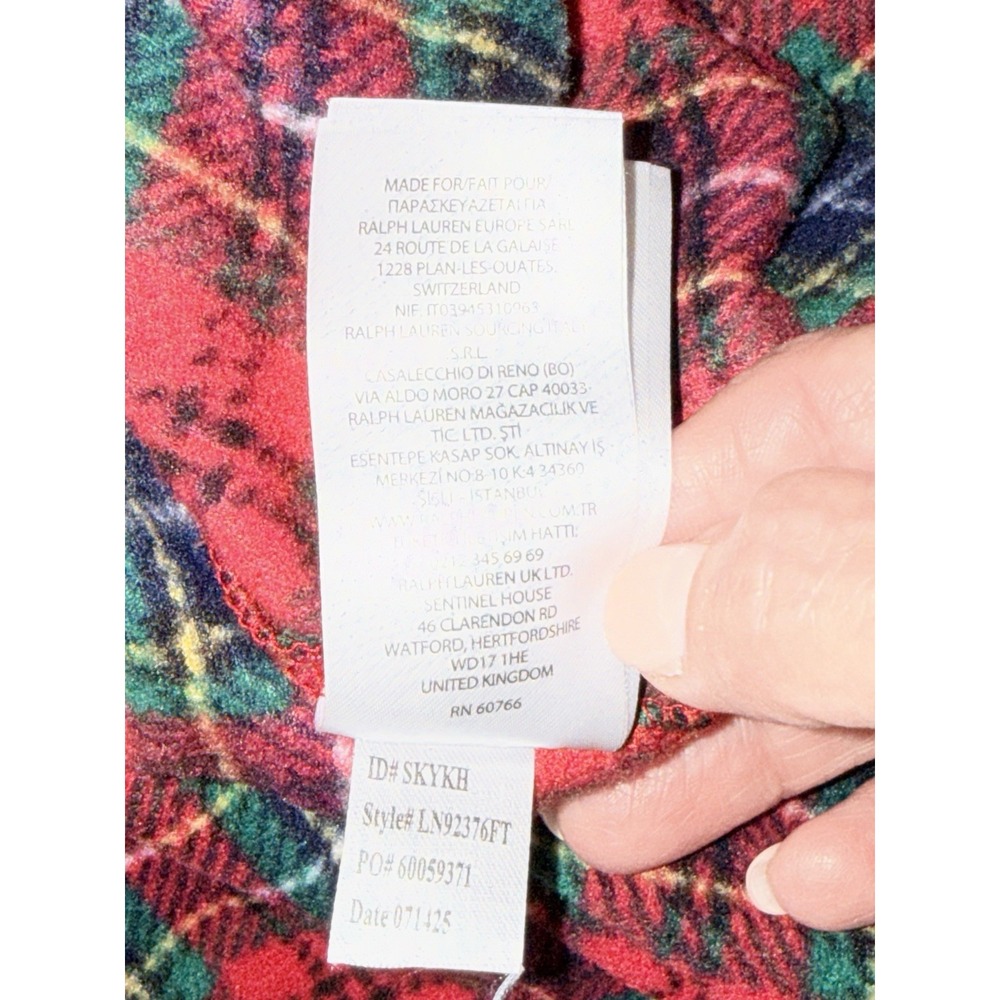 Lauren by Ralph Lauren Women's Red 2-PC Plaid Flannel Pajama Set Size L Crest - Picture 14 of 14